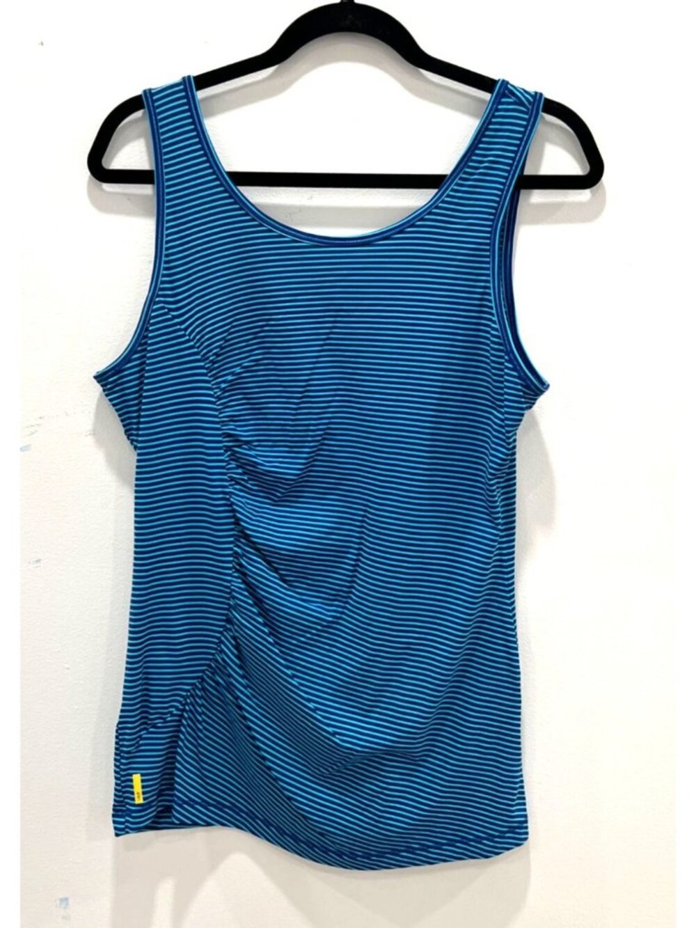 Lole Blue & Green Striped Athletic Tank With Pocket Size Large